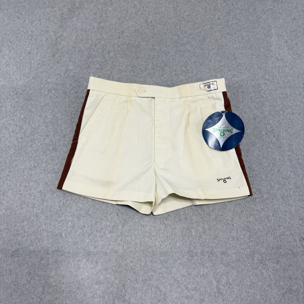 Vintage Spalding Gym Short Shorts 80s Retro Zip Fly Tennis Men's Size 32 NWT NEW